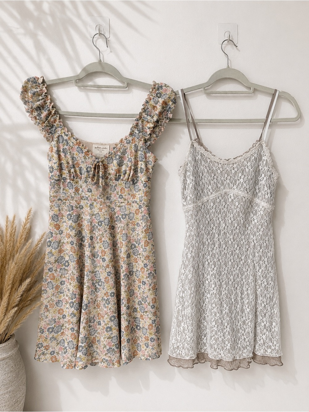 Y2K Dress Bundle XS – Atlantic State Floral Puff Sleeve Mini Dress + Lace Slip - Picture 3 of 15